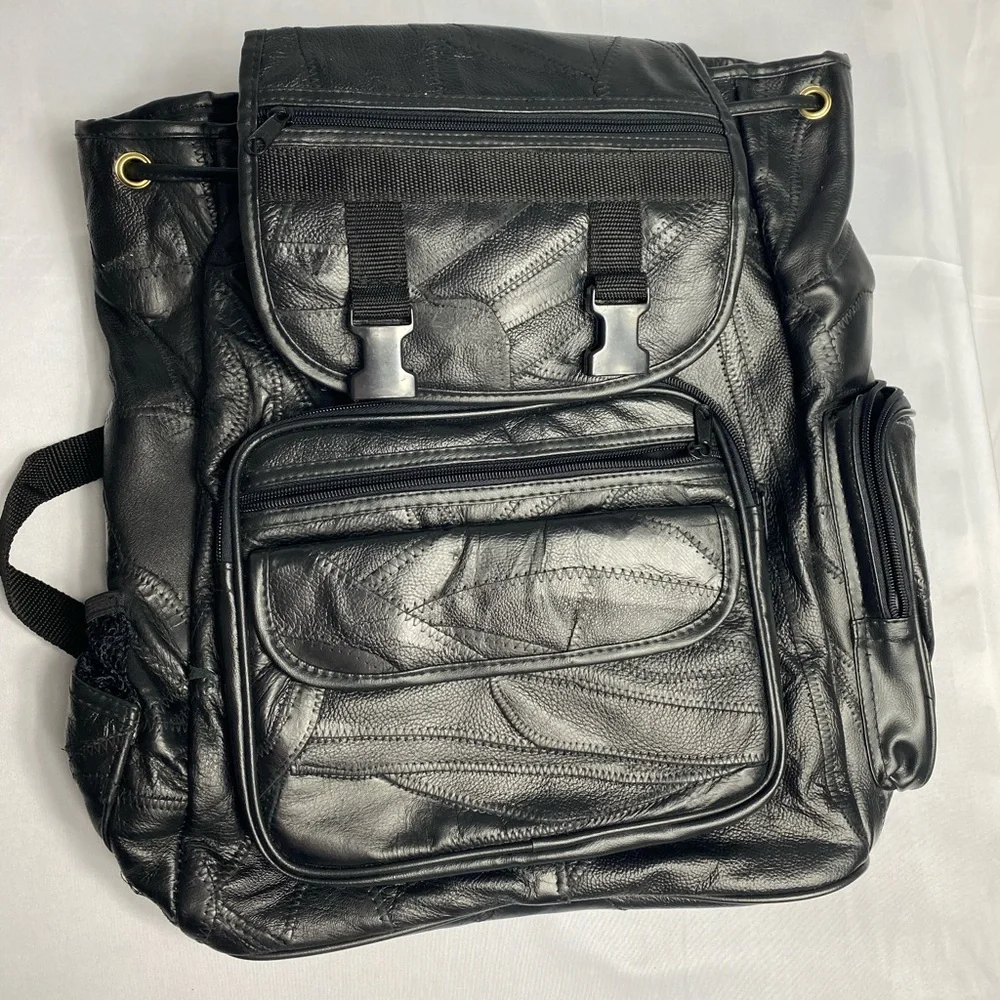 Black Faux Leather Backpack - Classic Everyday Carry